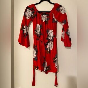 Fashion Nova Red Floral Romper